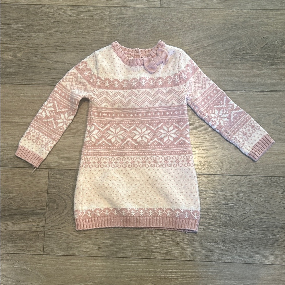 Pink Patterned Sweater Dress‎ Size 18-24 months
